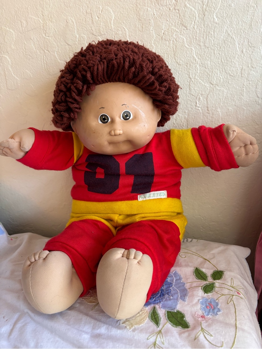 Vintage Cabbage patch Red & Yellow Baby boy Doll